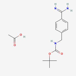 molecular formula C15H23N3O4 B2974917 acetic acid tert-butyl N-[(4-carbamimidoylphenyl)methyl]carbamate CAS No. 217313-82-1