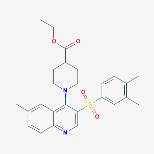 Ethyl 1-(3-((3,4-dimethylphenyl)sulfonyl)-6-methylquinolin-4-yl)piperidine-4-carboxylate