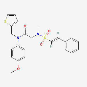 B2974968 N-(4-methoxyphenyl)-2-[methyl-[(E)-2-phenylethenyl]sulfonylamino]-N-(thiophen-2-ylmethyl)acetamide CAS No. 1111535-75-1