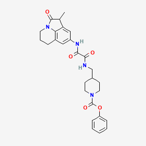 molecular formula C27H30N4O5 B2974990 phenyl 4-((2-((1-methyl-2-oxo-2,4,5,6-tetrahydro-1H-pyrrolo[3,2,1-ij]quinolin-8-yl)amino)-2-oxoacetamido)methyl)piperidine-1-carboxylate CAS No. 1327534-99-5