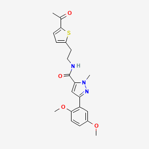 molecular formula C21H23N3O4S B2975041 N-(2-(5-acetylthiophen-2-yl)ethyl)-3-(2,5-dimethoxyphenyl)-1-methyl-1H-pyrazole-5-carboxamide CAS No. 2034255-15-5