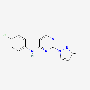 molecular formula C16H16ClN5 B2975050 N-(4-chlorophenyl)-2-(3,5-dimethyl-1H-pyrazol-1-yl)-6-methylpyrimidin-4-amine CAS No. 73029-78-4