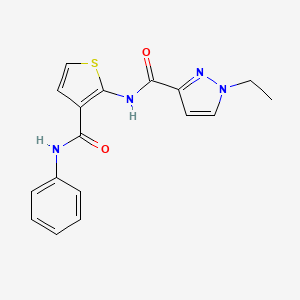 molecular formula C17H16N4O2S B2975067 1-Ethyl-N-(3-(phenylcarbamoyl)thiophen-2-yl)-1H-pyrazole-3-carboxamide CAS No. 1005863-67-1