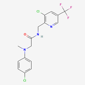 molecular formula C16H14Cl2F3N3O B2975084 N-{[3-chloro-5-(trifluoromethyl)pyridin-2-yl]methyl}-2-[(4-chlorophenyl)(methyl)amino]acetamide CAS No. 2085690-03-3