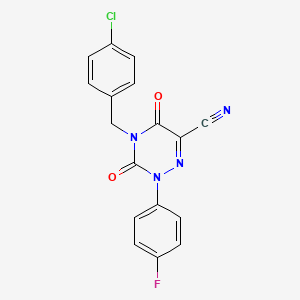 molecular formula C17H10ClFN4O2 B2975159 4-(4-Chlorobenzyl)-2-(4-fluorophenyl)-3,5-dioxo-2,3,4,5-tetrahydro-1,2,4-triazine-6-carbonitrile CAS No. 672951-28-9