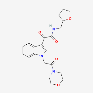 molecular formula C21H25N3O5 B2975162 2-[1-(2-morpholin-4-yl-2-oxoethyl)indol-3-yl]-2-oxo-N-(oxolan-2-ylmethyl)acetamide CAS No. 872855-64-6