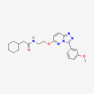 molecular formula C22H27N5O3 B2975166 2-cyclohexyl-N-(2-((3-(3-methoxyphenyl)-[1,2,4]triazolo[4,3-b]pyridazin-6-yl)oxy)ethyl)acetamide CAS No. 1021066-42-1