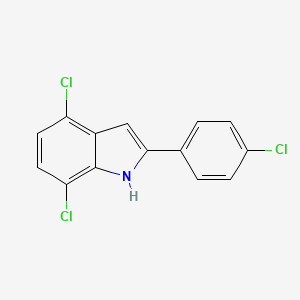 molecular formula C14H8Cl3N B2975176 4,7-dichloro-2-(4-chlorophenyl)-1H-indole CAS No. 881040-20-6