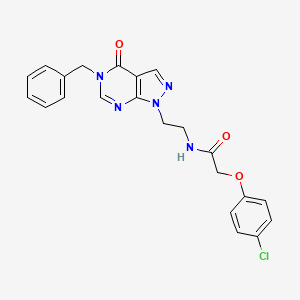 molecular formula C22H20ClN5O3 B2975259 N-(2-(5-benzyl-4-oxo-4,5-dihydro-1H-pyrazolo[3,4-d]pyrimidin-1-yl)ethyl)-2-(4-chlorophenoxy)acetamide CAS No. 922055-97-8