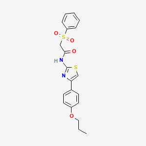 molecular formula C20H20N2O4S2 B2975263 2-(benzenesulfonyl)-N-[4-(4-propoxyphenyl)-1,3-thiazol-2-yl]acetamide CAS No. 895456-03-8
