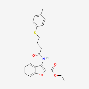 molecular formula C22H23NO4S B2975267 Ethyl 3-(4-(p-tolylthio)butanamido)benzofuran-2-carboxylate CAS No. 922906-37-4