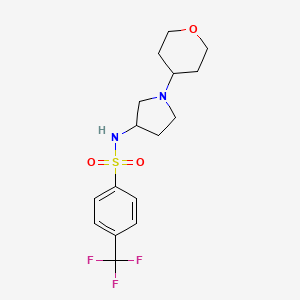 molecular formula C16H21F3N2O3S B2975271 N-[1-(oxan-4-yl)pyrrolidin-3-yl]-4-(trifluoromethyl)benzene-1-sulfonamide CAS No. 2415622-92-1