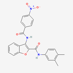 molecular formula C24H19N3O5 B2975295 N-(3,4-dimethylphenyl)-3-(4-nitrobenzamido)benzofuran-2-carboxamide CAS No. 888458-91-1