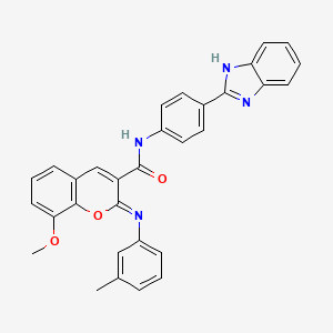 (2Z)-N-[4-(1H-benzimidazol-2-yl)phenyl]-8-methoxy-2-[(3-methylphenyl)imino]-2H-chromene-3-carboxamide
