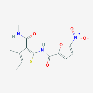 molecular formula C13H13N3O5S B2975307 N-[4,5-dimethyl-3-(methylcarbamoyl)thiophen-2-yl]-5-nitrofuran-2-carboxamide CAS No. 896294-74-9