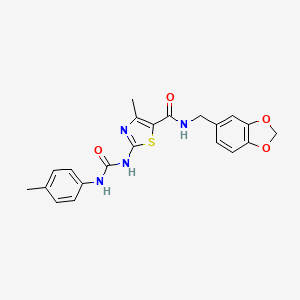 N-(benzo[d][1,3]dioxol-5-ylmethyl)-4-methyl-2-(3-(p-tolyl)ureido)thiazole-5-carboxamide