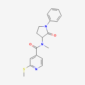 molecular formula C18H19N3O2S B2975323 N-Methyl-2-methylsulfanyl-N-(2-oxo-1-phenylpyrrolidin-3-yl)pyridine-4-carboxamide CAS No. 1385283-43-1