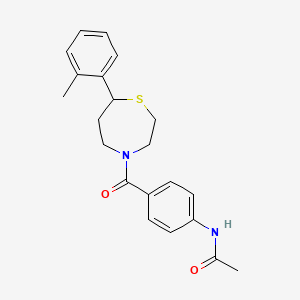 molecular formula C21H24N2O2S B2975324 N-(4-(7-(o-tolyl)-1,4-thiazepane-4-carbonyl)phenyl)acetamide CAS No. 1705726-05-1