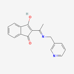 molecular formula C17H14N2O2 B2975327 2-(1-{[(pyridin-3-yl)methyl]amino}ethylidene)-2,3-dihydro-1H-indene-1,3-dione CAS No. 374919-72-9