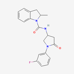 molecular formula C20H20FN3O2 B2975364 N-(1-(3-fluorophenyl)-5-oxopyrrolidin-3-yl)-2-methylindoline-1-carboxamide CAS No. 894028-45-6