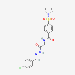 (E)-N-(2-(2-(4-chlorobenzylidene)hydrazinyl)-2-oxoethyl)-4-(pyrrolidin-1-ylsulfonyl)benzamide