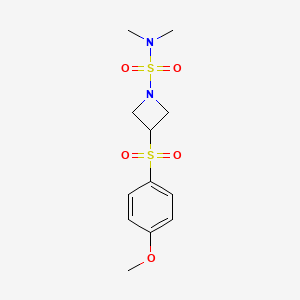 molecular formula C12H18N2O5S2 B2975388 3-((4-methoxyphenyl)sulfonyl)-N,N-dimethylazetidine-1-sulfonamide CAS No. 1797303-61-7