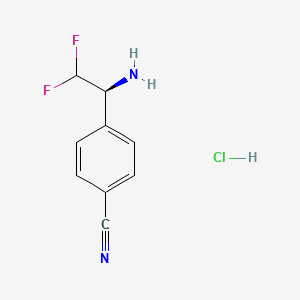 molecular formula C9H9ClF2N2 B2975391 4-[(1S)-1-amino-2,2-difluoroethyl]benzonitrile hydrochloride CAS No. 2225126-78-1