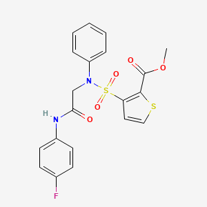 molecular formula C20H17FN2O5S2 B2975392 methyl 3-({[(4-fluorophenyl)carbamoyl]methyl}(phenyl)sulfamoyl)thiophene-2-carboxylate CAS No. 895264-70-7