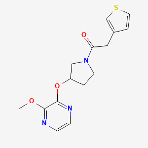 molecular formula C15H17N3O3S B2975397 1-(3-((3-Methoxypyrazin-2-yl)oxy)pyrrolidin-1-yl)-2-(thiophen-3-yl)ethanone CAS No. 2034254-36-7