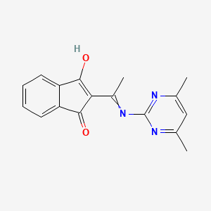 B2975399 2-(((4,6-Dimethylpyrimidin-2-YL)amino)ethylidene)indane-1,3-dione CAS No. 1022583-12-5