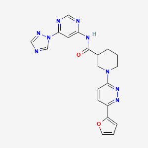 molecular formula C20H19N9O2 B2975401 N-(6-(1H-1,2,4-triazol-1-yl)pyrimidin-4-yl)-1-(6-(furan-2-yl)pyridazin-3-yl)piperidine-3-carboxamide CAS No. 1448077-68-6