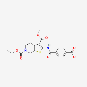 molecular formula C21H22N2O7S B2975405 6-ethyl 3-methyl 2-(4-(methoxycarbonyl)benzamido)-4,5-dihydrothieno[2,3-c]pyridine-3,6(7H)-dicarboxylate CAS No. 864926-24-9