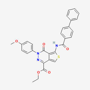 molecular formula C29H23N3O5S B2975411 ethyl 5-{[1,1'-biphenyl]-4-amido}-3-(4-methoxyphenyl)-4-oxo-3H,4H-thieno[3,4-d]pyridazine-1-carboxylate CAS No. 851952-24-4