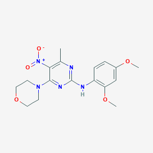 molecular formula C17H21N5O5 B2975413 N-(2,4-dimethoxyphenyl)-4-methyl-6-(morpholin-4-yl)-5-nitropyrimidin-2-amine CAS No. 1203205-72-4