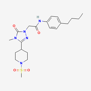 molecular formula C21H31N5O4S B2975420 N-(4-butylphenyl)-2-(4-methyl-3-(1-(methylsulfonyl)piperidin-4-yl)-5-oxo-4,5-dihydro-1H-1,2,4-triazol-1-yl)acetamide CAS No. 1105211-95-7