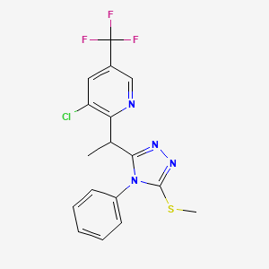 3-Chloro-2-(1-(5-(methylsulfanyl)-4-phenyl-4H-1,2,4-triazol-3-yl)ethyl)-5-(trifluoromethyl)pyridine