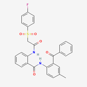 molecular formula C29H23FN2O5S B2975437 N-(2-benzoyl-4-methylphenyl)-2-(2-((4-fluorophenyl)sulfonyl)acetamido)benzamide CAS No. 922629-79-6