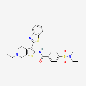 molecular formula C27H30N4O3S3 B2975457 N-[3-(1,3-benzothiazol-2-yl)-6-ethyl-4H,5H,6H,7H-thieno[2,3-c]pyridin-2-yl]-4-(diethylsulfamoyl)benzamide CAS No. 449767-88-8