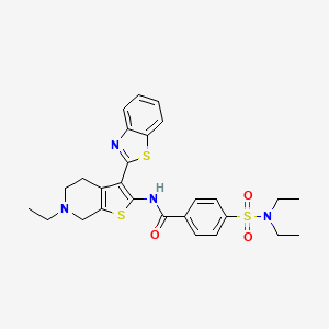 molecular formula C27H30N4O3S3 B2975457 N-(3-(benzo[d]thiazol-2-yl)-6-ethyl-4,5,6,7-tetrahydrothieno[2,3-c]pyridin-2-yl)-4-(N,N-diethylsulfamoyl)benzamide CAS No. 449767-88-8