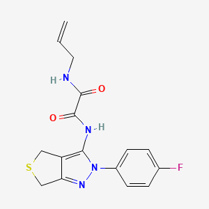 molecular formula C16H15FN4O2S B2975458 N'-[2-(4-氟苯基)-4,6-二氢噻吩[3,4-c]吡唑-3-基]-N-丙-2-烯酰氧胺 CAS No. 899969-74-5