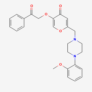 molecular formula C25H26N2O5 B2975459 2-((4-(2-methoxyphenyl)piperazin-1-yl)methyl)-5-(2-oxo-2-phenylethoxy)-4H-pyran-4-one CAS No. 898457-02-8
