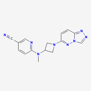 molecular formula C15H14N8 B2975463 6-[甲基(1-{[1,2,4]三唑并[4,3-b]嘧啶-6-基}氮杂环丁-3-基)氨基]吡啶-3-碳腈 CAS No. 2198742-16-2