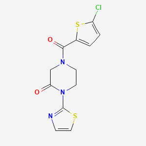 molecular formula C12H10ClN3O2S2 B2975466 4-(5-Chlorothiophene-2-carbonyl)-1-(1,3-thiazol-2-yl)piperazin-2-one CAS No. 2320378-43-4