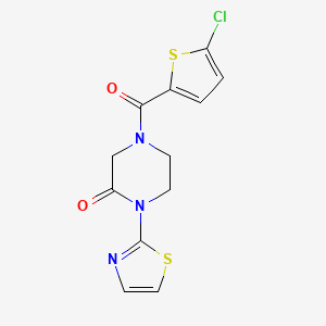 molecular formula C12H10ClN3O2S2 B2975466 4-(5-Chlorothiophene-2-carbonyl)-1-(thiazol-2-yl)piperazin-2-one CAS No. 2320378-43-4