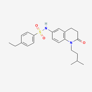 molecular formula C22H28N2O3S B2975469 4-ethyl-N-(1-isopentyl-2-oxo-1,2,3,4-tetrahydroquinolin-6-yl)benzenesulfonamide CAS No. 941912-53-4