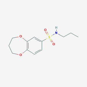 molecular formula C12H17NO4S B2975474 N-propyl-3,4-dihydro-2H-benzo[b][1,4]dioxepine-7-sulfonamide CAS No. 941970-98-5
