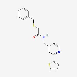 B2975475 2-(benzylthio)-N-((2-(thiophen-2-yl)pyridin-4-yl)methyl)acetamide CAS No. 2034435-67-9