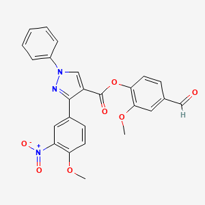 molecular formula C25H19N3O7 B2975478 (4-Formyl-2-methoxyphenyl) 3-(4-methoxy-3-nitrophenyl)-1-phenylpyrazole-4-carboxylate CAS No. 882226-17-7