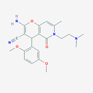 molecular formula C22H26N4O4 B2975488 2-amino-4-(2,5-dimethoxyphenyl)-6-(2-(dimethylamino)ethyl)-7-methyl-5-oxo-5,6-dihydro-4H-pyrano[3,2-c]pyridine-3-carbonitrile CAS No. 758700-96-8