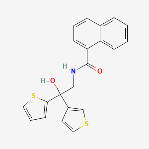 molecular formula C21H17NO2S2 B2975498 N-(2-hydroxy-2-(thiophen-2-yl)-2-(thiophen-3-yl)ethyl)-1-naphthamide CAS No. 2034236-52-5